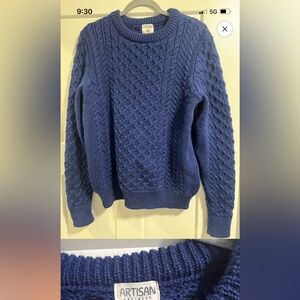 Artisan Navy Cable Knit Crewneck Sweater (250$ MSRP)